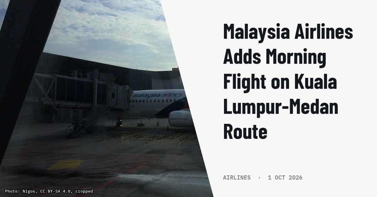 Malaysia Airlines Adds Morning Flight on Kuala Lumpur-Medan Route. Illustration photo (archive, not the aircraft involved) : Malaysia Airlines 737-800 in Singapore Changi Airport