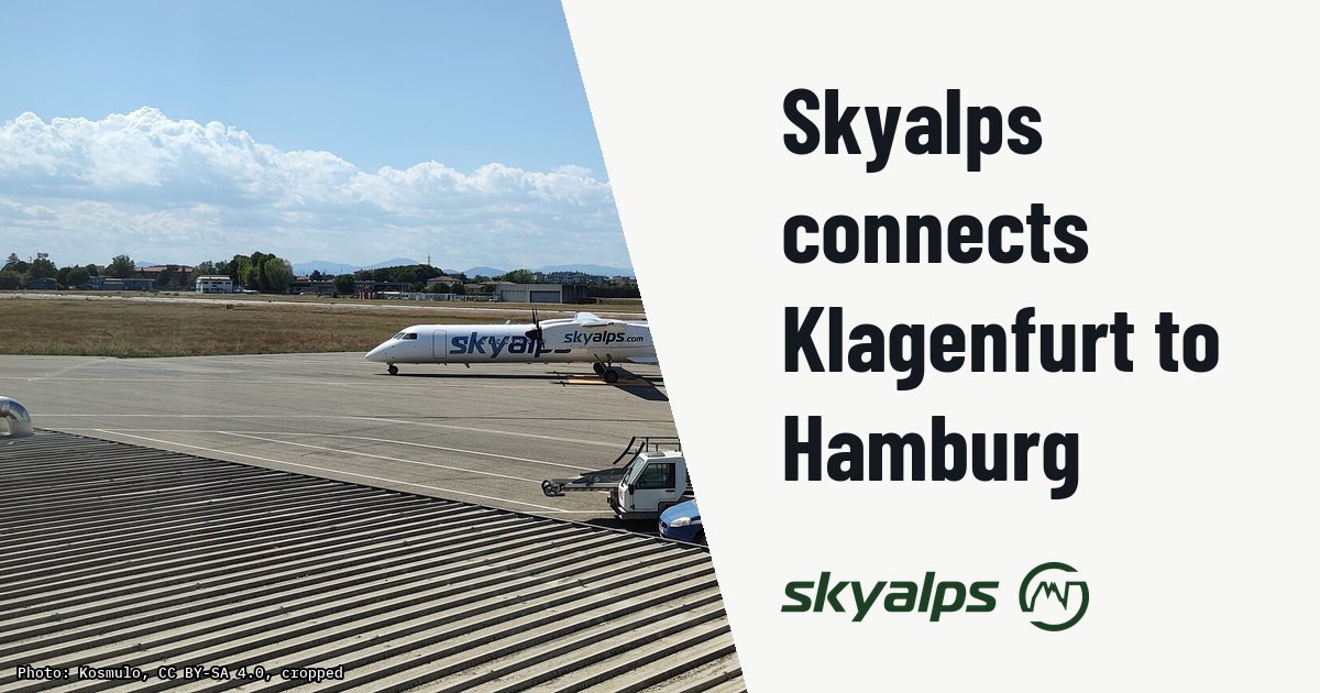 Skyalps takes over Klagenfurt-Hamburg service with Dash 8-Q400. Illustration photo (archive, not the aircraft involved) : Skyalps Dash 8 Q400