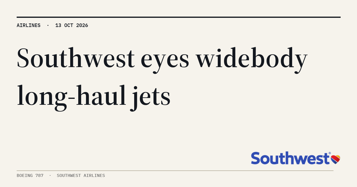 MyATPS : Southwest Airlines evaluates Boeing 787 and Airbus jets for long-haul routes