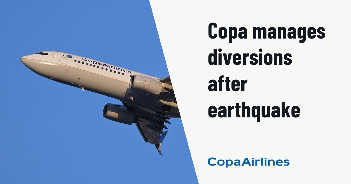 Tocumen reopens following earthquake, Copa Airlines manages diversions. Illustration photo (archive, not the aircraft involved) : Copa Airlines Boeing 737-800 HP-1730CMP, as flight 705 to Panama City, departs Boston from runway 33L.