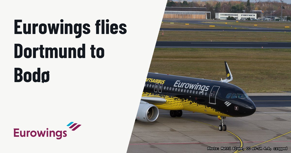Eurowings schedules Dortmund-Bodø charter rotations with A320. Illustration photo (archive, not the aircraft involved) : Eurowing Airbus A320 at Berlin Tegel Airport