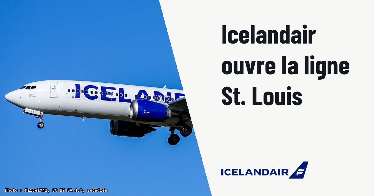 Icelandair lance St. Louis en Boeing 737 MAX 8 pour l'été 2027. Photo d'illustration (archive, pas l'appareil concerné) : Die Boeing 737-8 MAX der Fluggesellschaft Icelandair mit dem Kennzeichen TF-ICY im Landeanflug auf die Bahn 25L des Flughafens Berlin Brandenburg. Das Flugzeug führte einen Flug vom Flughafen Keflavik