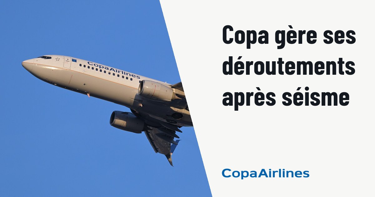 Tocumen rouvre après un séisme, Copa Airlines gère les déroutements. Photo d'illustration (archive, pas l'appareil concerné) : Copa Airlines Boeing 737-800 HP-1730CMP, as flight 705 to Panama City, departs Boston from runway 33L.